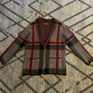 Joseph Red and Gray Blazer Classic Plaid Design